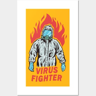 Virus Fighter on Hazmat Suits Posters and Art